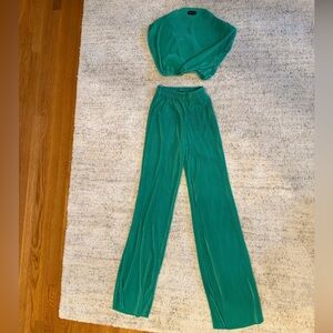 PrettyLittleThing Green Wide Leg Set
